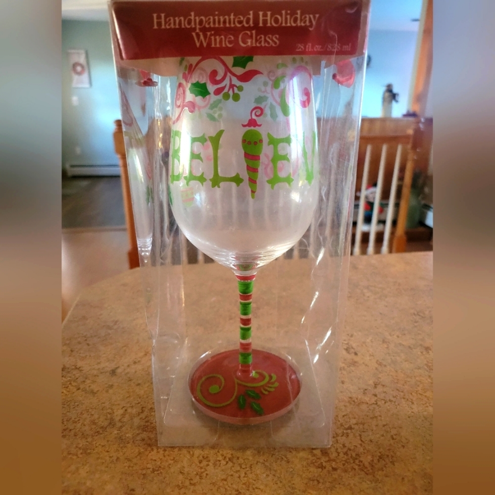 Christmas Believe Wine Glass